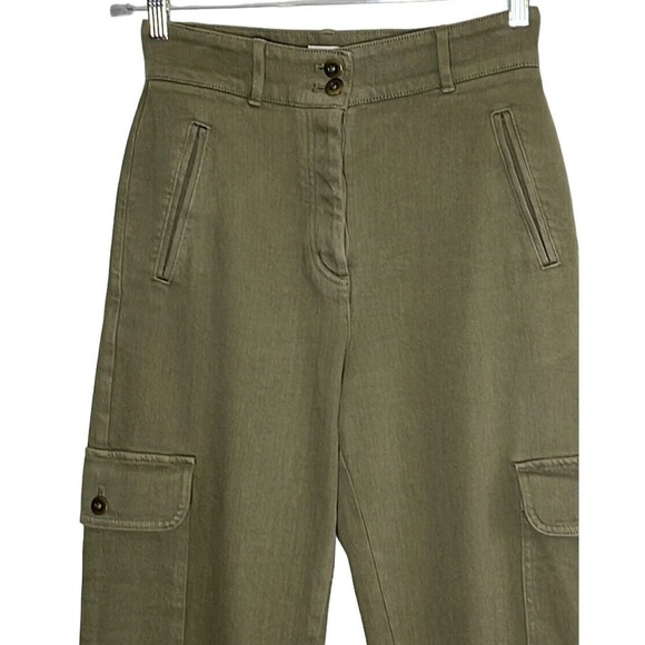 ARITZIA WILFRED FREE MODERN CARGO OLIVE GREEN BUTTON FLY PANTS SIZE 6 - Picture 2 of 11